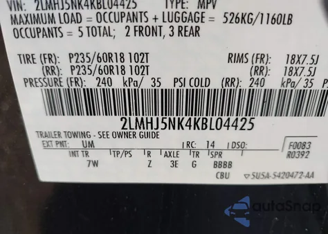 2019 Lincoln Mkt Livery from USA, damaged, VIN 2LMHJ5NK4KBL04425